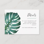 熱帯グリーンリー結婚モンステラ詳細 エンクロージャーカード (正面)