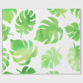 熱帯グリーン水の色の大きな葉のパターン ラッピングペーパー (フラット)