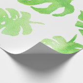 熱帯グリーン水の色の大きな葉のパターン ラッピングペーパー (角)