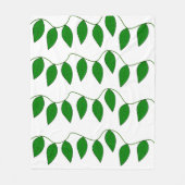 熱帯グリーン葉模様 フリースブランケット (正面)