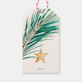 熱帯グリーン金ゴールド水彩ヒトデのクリスマス ギフトタグ (裏面)