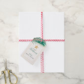 熱帯グリーン金ゴールド水彩ヒトデのクリスマス ギフトタグ (より糸付き)