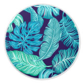 熱帯グリーン青葉色模様 セラミックノブ (正面)