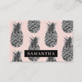 熱帯グレーとピンクのパイナップルパターン名 名刺 (正面)