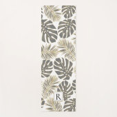 熱帯グレーと金ゴールド葉とモノグラム ヨガマット (正面)