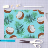 熱帯ココナッツ及びシュロの葉のプリント 薄葉紙 (クラフト)