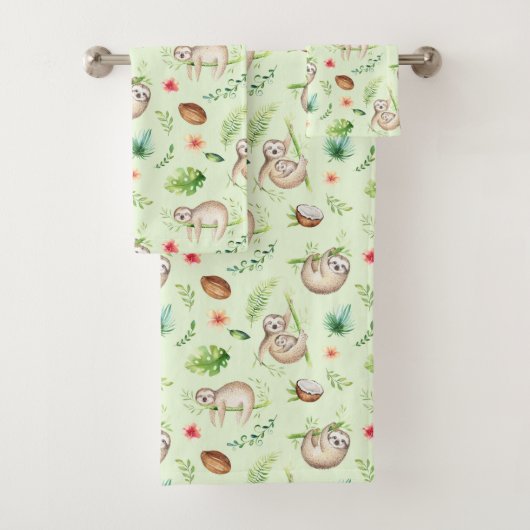 熱帯ココナッツ怠惰パターン バスタオルセット (インサイチュ)