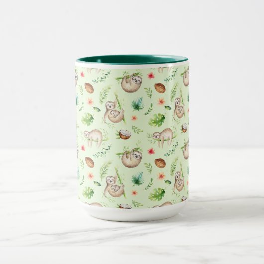 熱帯ココナッツ怠惰パターン マグカップ (中央)