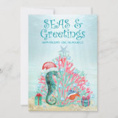 熱帯コーラルクリスマスツリーの海と挨拶 シーズンカード (正面)