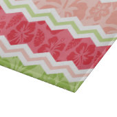 熱帯コーラルピンクとライトグリーンシェブロン カッティングボード (角)