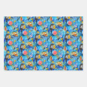 熱帯コーラルリーフフィッシュウォーターカラーラッピング紙 ラッピングペーパーシート (正面3)