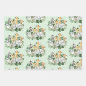 熱帯サファリアニマルジャングルグリーンリー野生パーティー ラッピングペーパーシート (正面3)