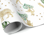 熱帯サファリアニマルジャングルグリーンリー野生パーティー ラッピングペーパー (ロールコーナー)