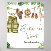 熱帯サファリジャングルの動物のベビーは甘い ポスター (正面)