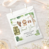 熱帯サファリジャングル動物のベビーシャワー フェイバーバッグ (クリップ留めされた状態)