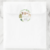 熱帯サファリジャングル動物のベビーシャワー ラウンドシール (バッグ)