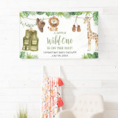 熱帯サファリジャングル動物のベビーシャワー 横断幕 (インサイチュ)