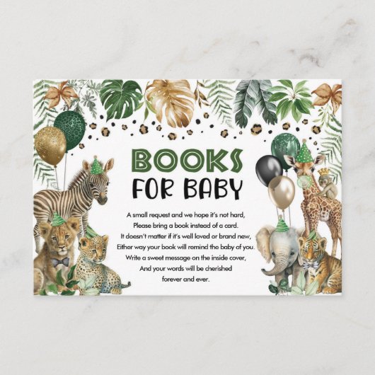 熱帯サファリジャングル野生動物の本ベビー エンクロージャーカード (正面)