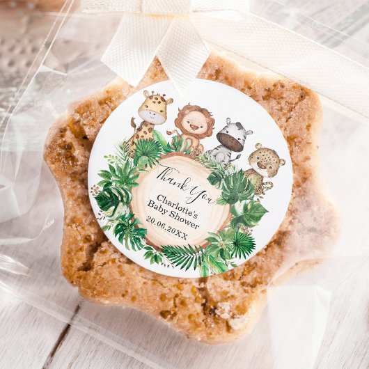 熱帯サファリジャングル野生動物ベビーシャワー ラウンドシール