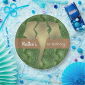 熱帯サファリゾウフェイク金ゴールド緑 ペーパープレート (パーティー)