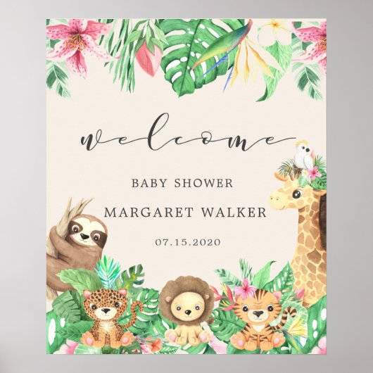 熱帯サファリベイビーシャワー歓迎ポスター ポスター (正面)