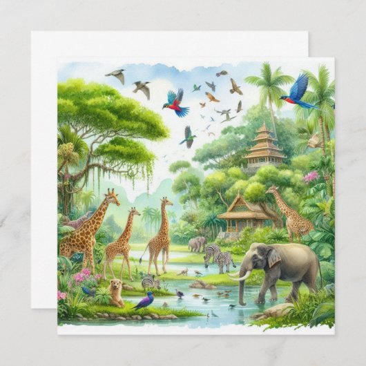 熱帯サファリージャングル 招待状 (正面/裏面)