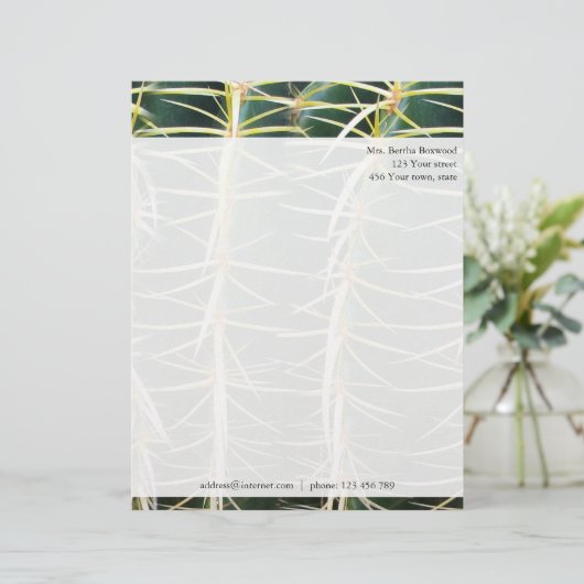 熱帯サボテンの写真のカスタムな住所 レターヘッド (スタンド正面)