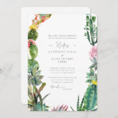 熱帯サボテンの花嫁の両親が丸く 招待状 (正面/裏面)