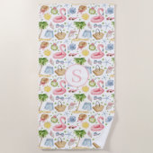 熱帯サマーウォーターパーソナライズされたカラー ビーチタオル (正面)