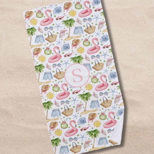 熱帯サマーウォーターパーソナライズされたカラー ビーチタオル