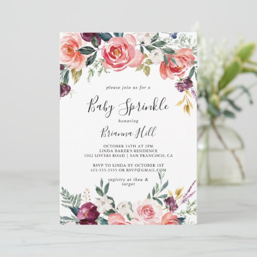 熱帯サマーカラフルフローラベビー散布 招待状 (スタンド正面)