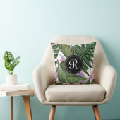 熱帯サマーグリーンパープル葉ズモノグラム クッション (椅子)