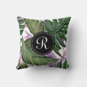 熱帯サマーグリーンパープル葉ズモノグラム クッション (裏面)
