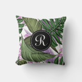熱帯サマーグリーンパープル葉ズモノグラム クッション (正面)