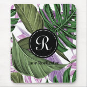 熱帯サマーグリーンパープル葉ズモノグラム マウスパッド (正面)