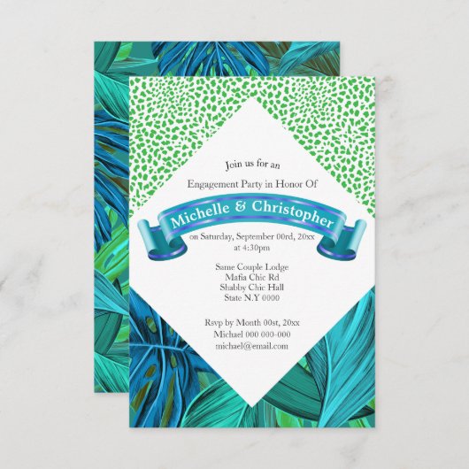 熱帯サマージャングルアニマルプリントパーティー 招待状 (正面/裏面)