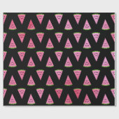 熱帯サマースイカの果実ブラックピンクローズ ラッピングペーパー (フラット)