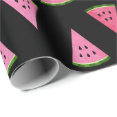熱帯サマースイカの果実ブラックピンクローズ ラッピングペーパー (ロールコーナー)