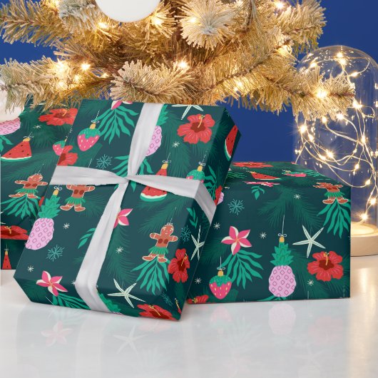 熱帯サマービーチクリスマスホリデーズ新年 ラッピングペーパー (クリスマス)