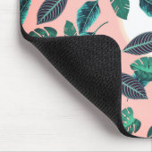 熱帯サマーピンクグリーン葉サンセットパターン マウスパッド (コーナー)