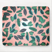 熱帯サマーピンクグリーン葉サンセットパターン マウスパッド (正面)
