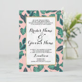 熱帯サマーピンクグリーン葉サンセットパターン 招待状 (スタンド正面)