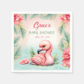 熱帯サマーピンクフラミンゴガールベビーシャワー スタンダードカクテルナプキン (正面)