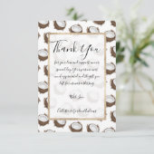 熱帯サマーブラウンホワイトココナッツフルーツパターン サンキューカード (スタンド正面)