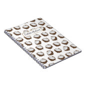 熱帯サマーブラウンホワイトココナッツフルーツパターン ノートブック (右側)