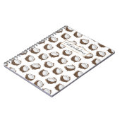 熱帯サマーブラウンホワイトココナッツフルーツパターン ノートブック (左側)