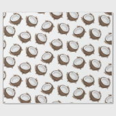 熱帯サマーブラウンホワイトココナッツフルーツパターン ラッピングペーパー (フラット)