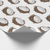 熱帯サマーブラウンホワイトココナッツフルーツパターン ラッピングペーパー (角)