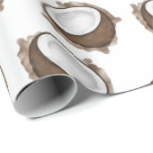 熱帯サマーブラウンホワイトココナッツフルーツパターン ラッピングペーパー (ロールコーナー)