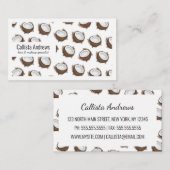 熱帯サマーブラウンホワイトココナッツフルーツパターン 名刺 (正面/裏面)